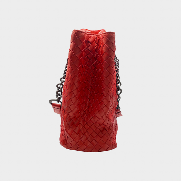 Bottega Veneta Intrecciato Hobo Bag Red