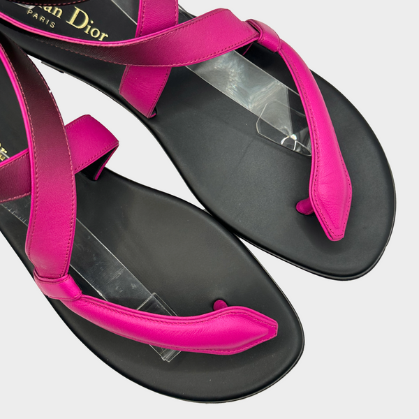 Christian Dior black and pink leather Poison-D Thong sandals – Loop  Generation