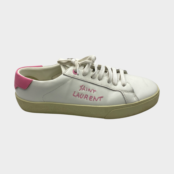 Saint Laurent women s white and pink logo trainers