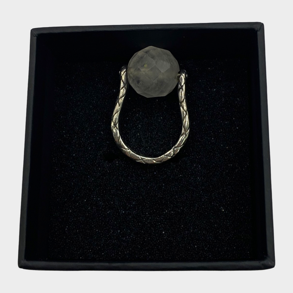 Bottega Veneta women's Intrecciato sterling silver ball ring with 