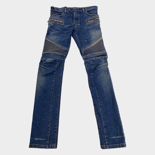 Navy blue best sale biker jeans