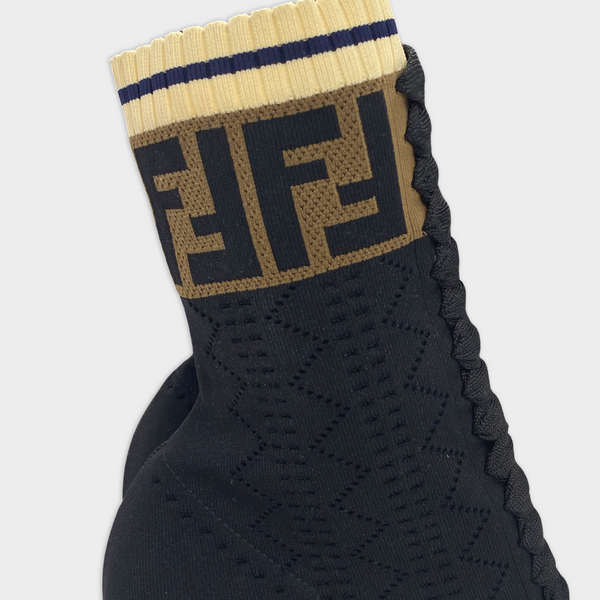 FENDI black fabric boots with monogram Zucca detail Loop Generation