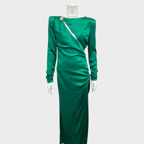 Alessandra Rich Green Silk Long Gown Loop Generation