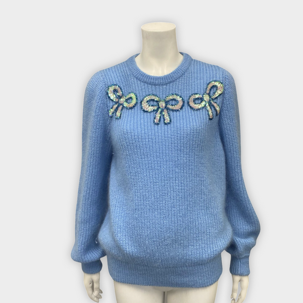 Alessandra Rich Women s Baby Blue Mohair Jumper Loop