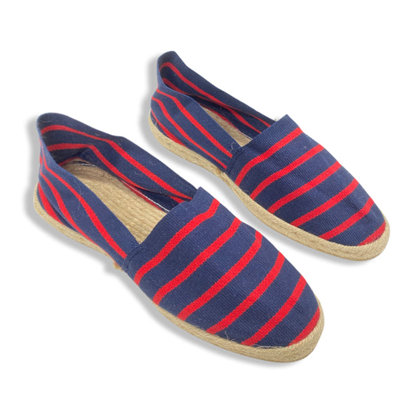 Red and white striped 2024 espadrilles