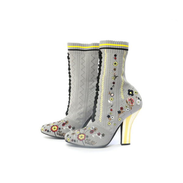 Fendi stretch hotsell knit ankle boots