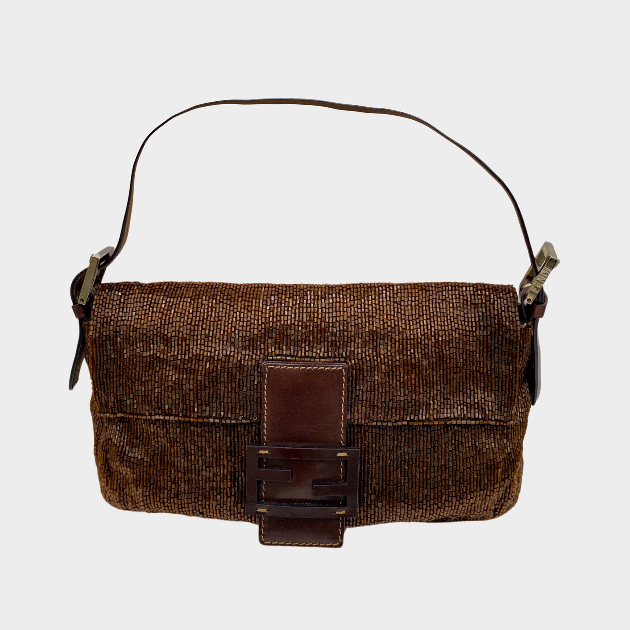 Brown baguette outlet bag