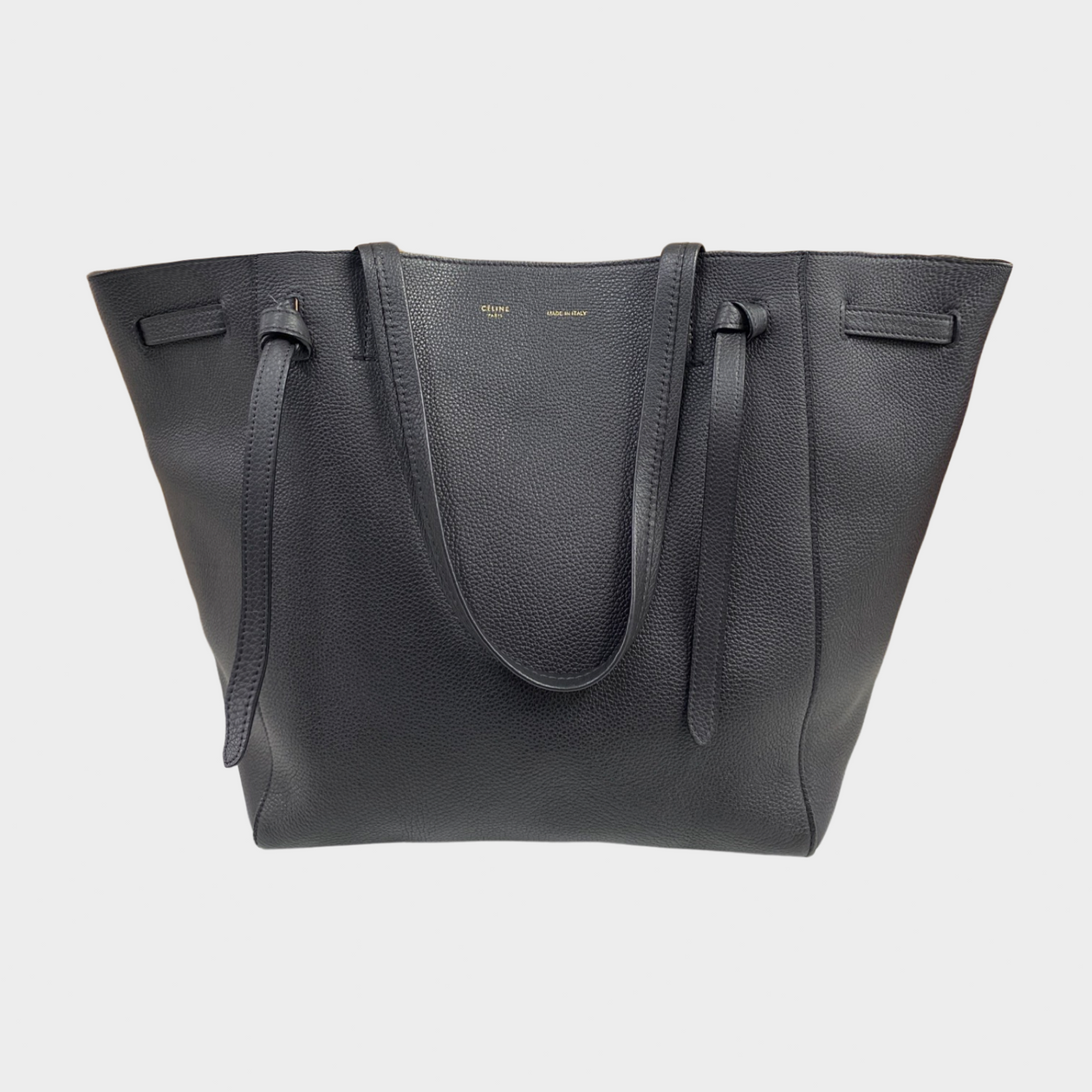 Celine women s charcoal grey cabas phantom small tote Loop Generation