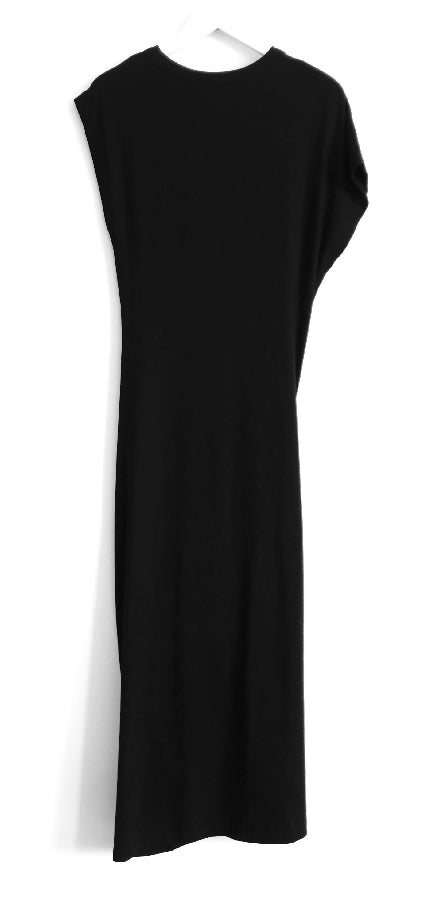 Paco Rabanne women's black asymmetric ruched jersey dress