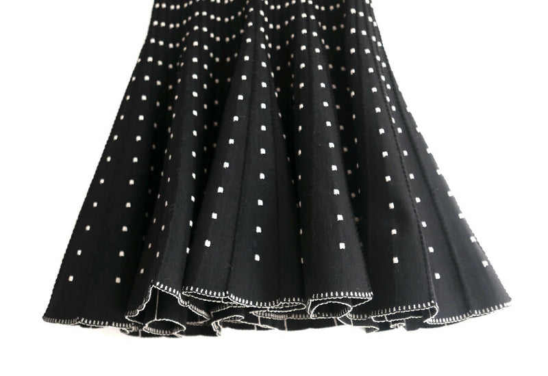 Alaia black and white knit skater dress