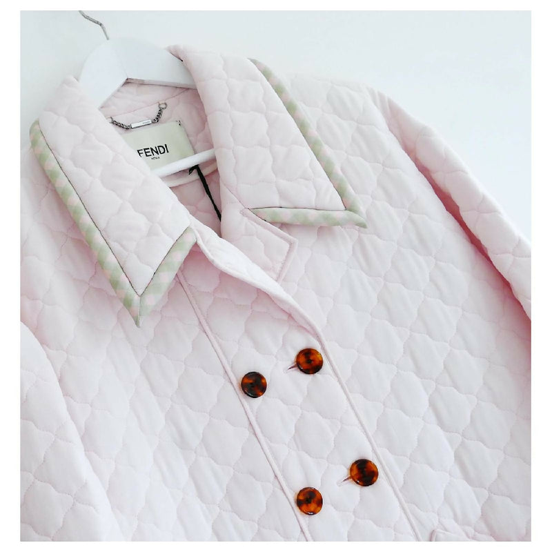 Fendi women's SS20 pastel pink silk quilted jacket