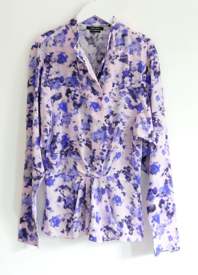 Isabel Marant women's purple Fidaje floral print silk blouse