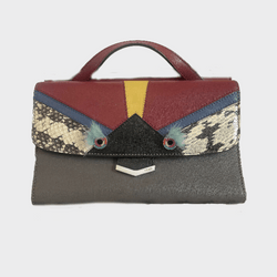 Fendi grey and multicoloured owl face Demi Jour Bag