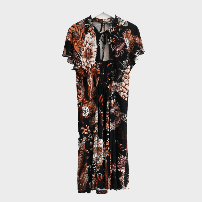 Just Cavalli women's black and orange cactus print dress