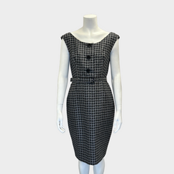 Prada black and white houndstooth wool sleeveless dress