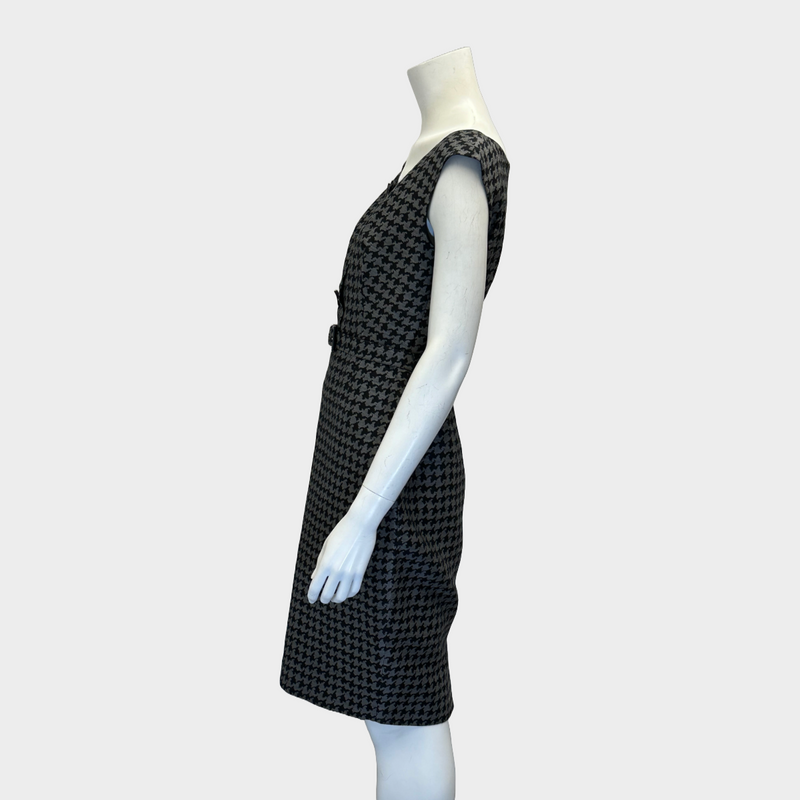 Prada black and white houndstooth wool sleeveless dress