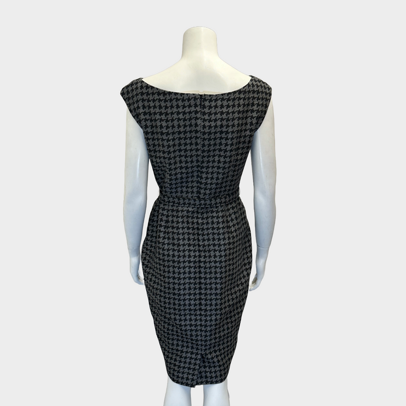 Prada black and white houndstooth wool sleeveless dress