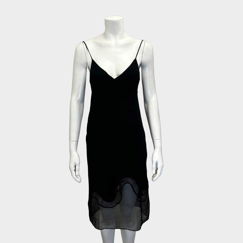 Stella McCartney women's black rayon cami dress with mesh panel detail