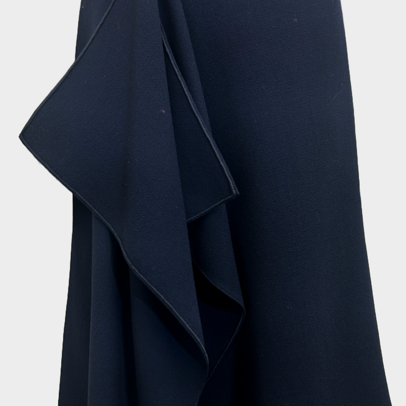 Roland Mouret navy blue asymmetrical boat neckline mid-length dress