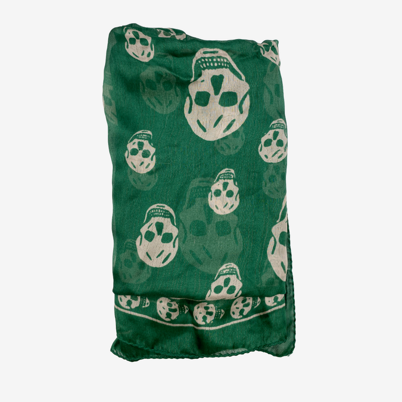 Alexander Mcqueen unisex green modal skull print scarf