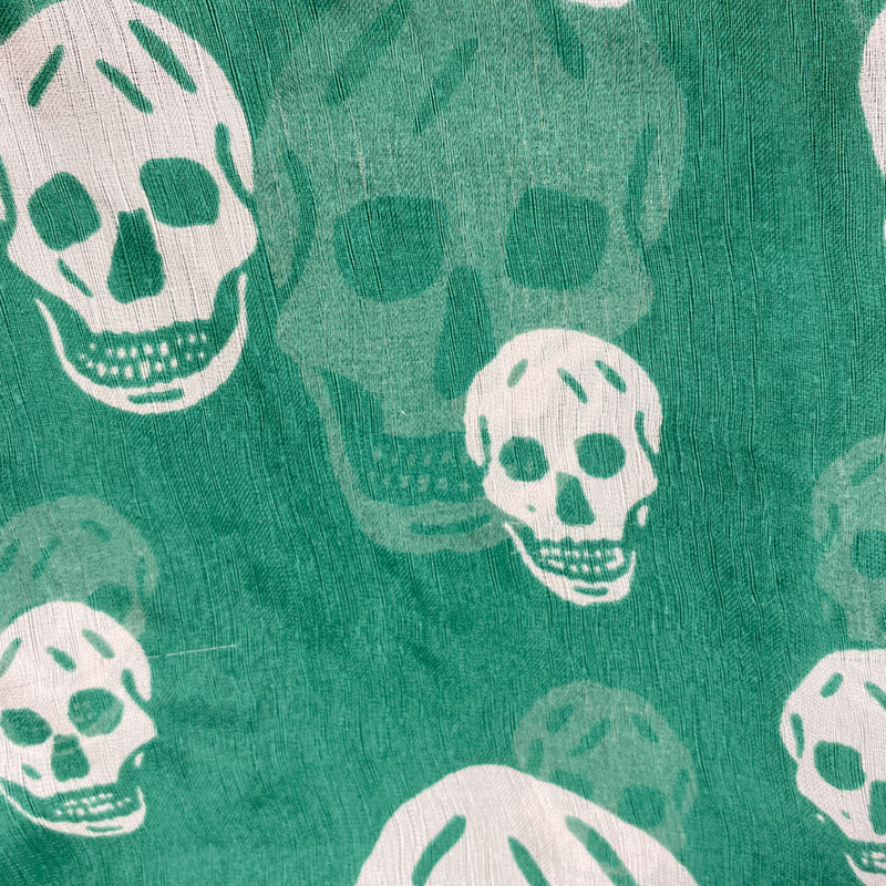 Alexander Mcqueen unisex green modal skull print scarf