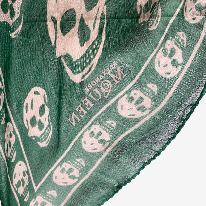 Alexander Mcqueen unisex green modal skull print scarf