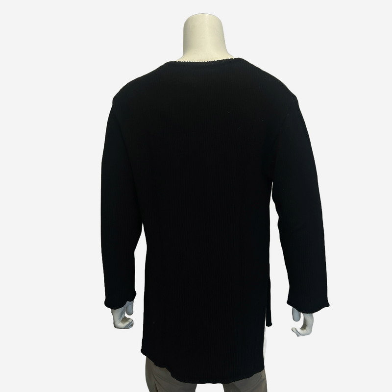 Yohji Yamamoto men's black cotton knitted jumper with spiderweb motif