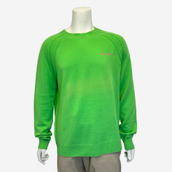 Versace men's lime green cashmere sweater with pink logo embroidery