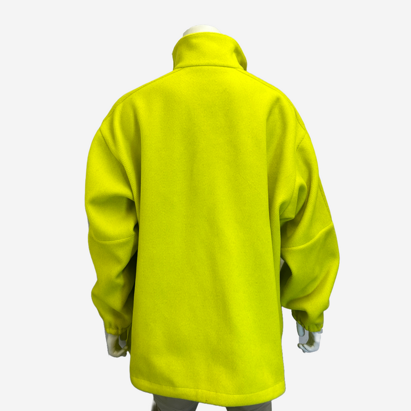 Balenciaga men's neon yellow zip-up fleece jacket