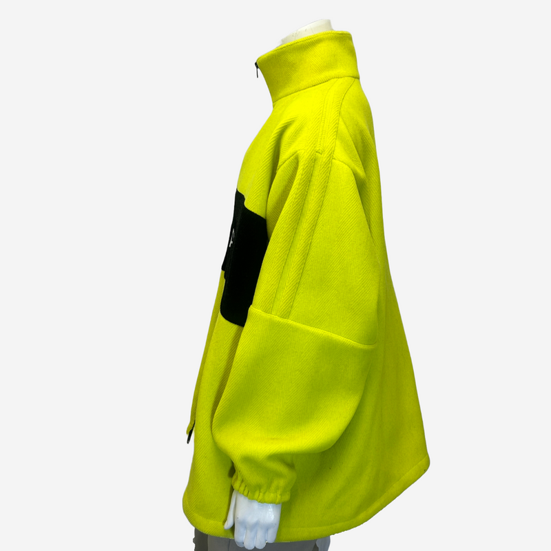 Balenciaga men's neon yellow zip-up fleece jacket