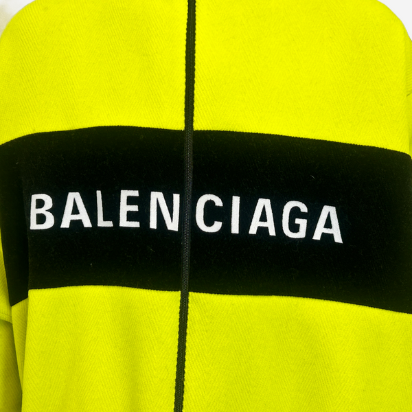 Balenciaga men's neon yellow zip-up fleece jacket