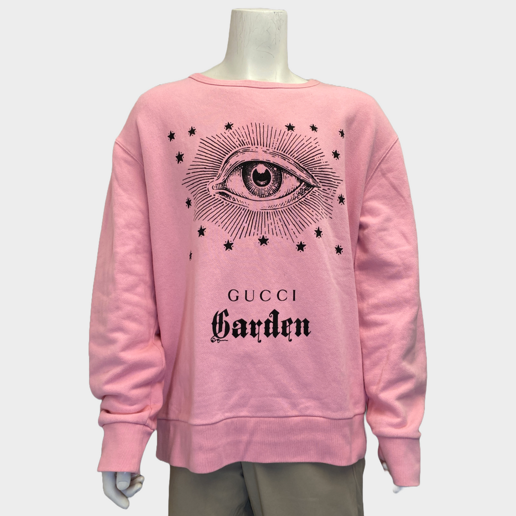 Gucci Garden men s black and pink eye print cotton sweatshirt Loop Generation