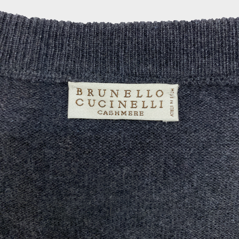 Brunello Cucinelli men's grey cashmere jumper