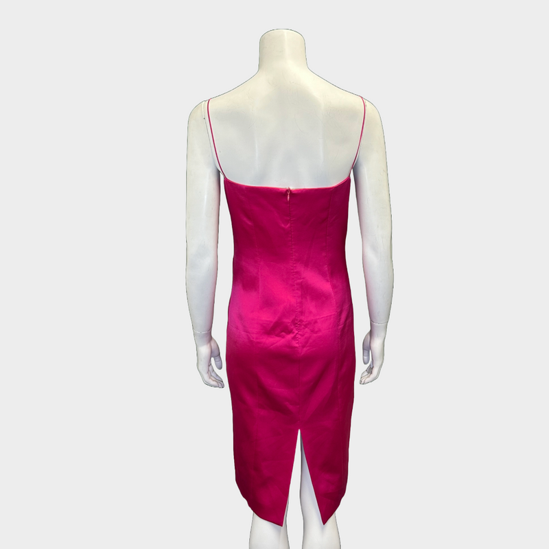 Magda Butrym fuchsia silk spaghetti strap dress with bust-cups