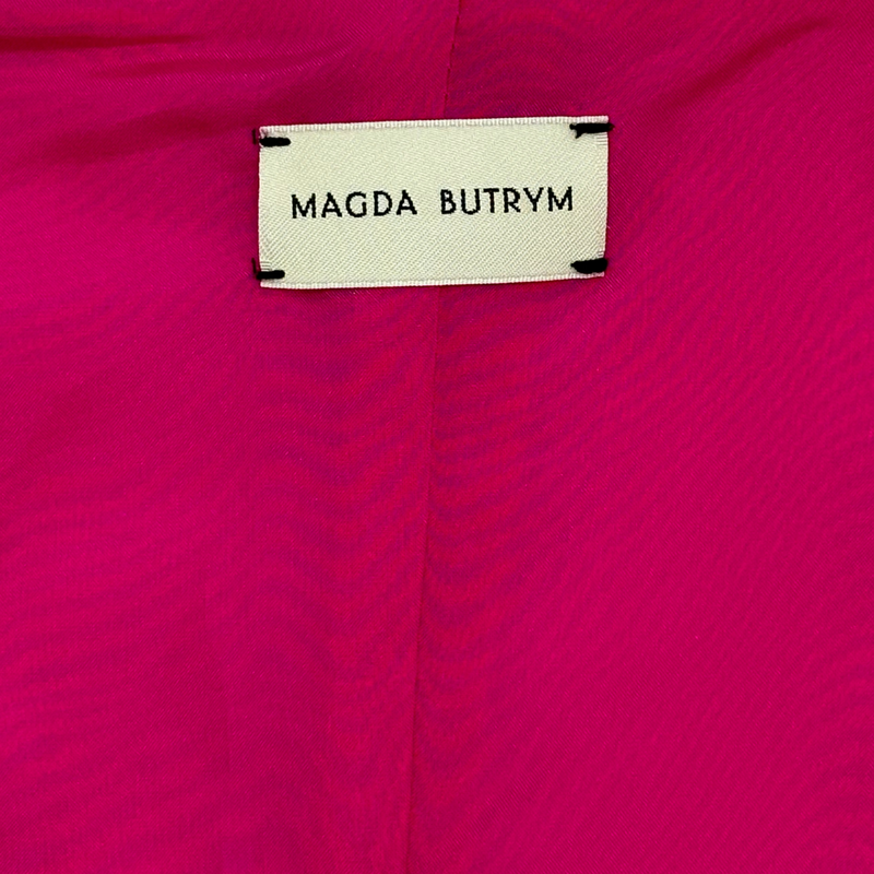 Magda Butrym fuchsia silk spaghetti strap dress with bust-cups