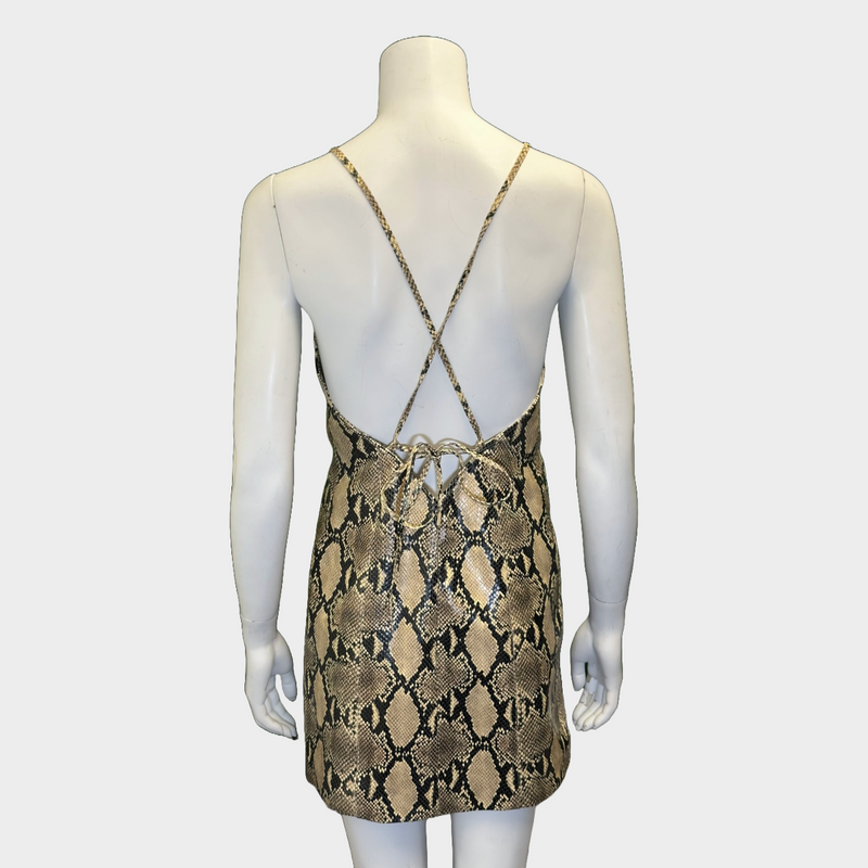 Gucci women's beige snake embossed lambskin mini dress