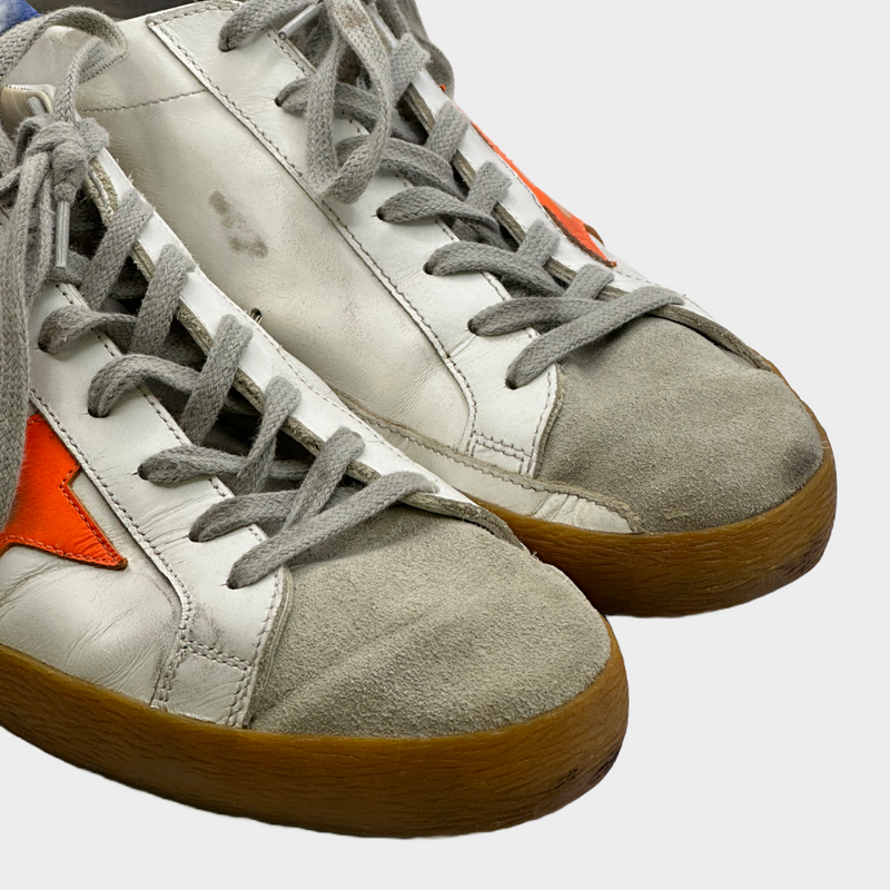 Golden Goose men's blue and orange star trainers