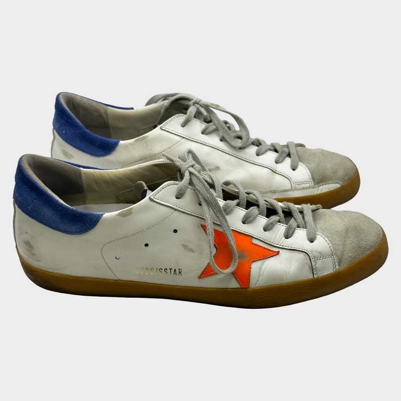 Golden Goose men's blue and orange star trainers