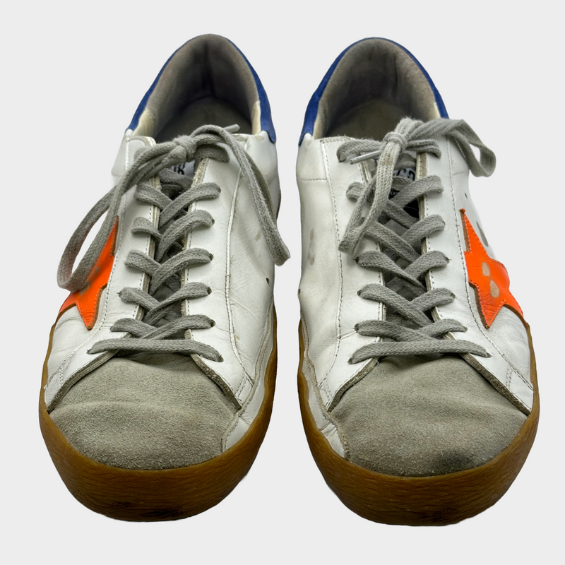 Golden Goose men's blue and orange star trainers