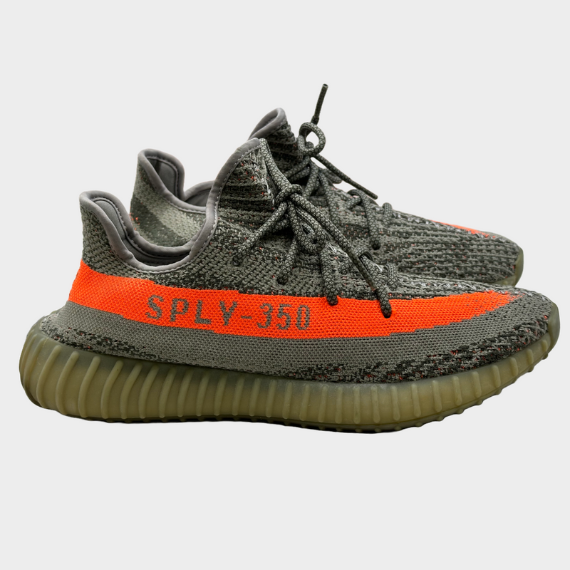 YEEZY BOOST 350 neon orange and grey trainers