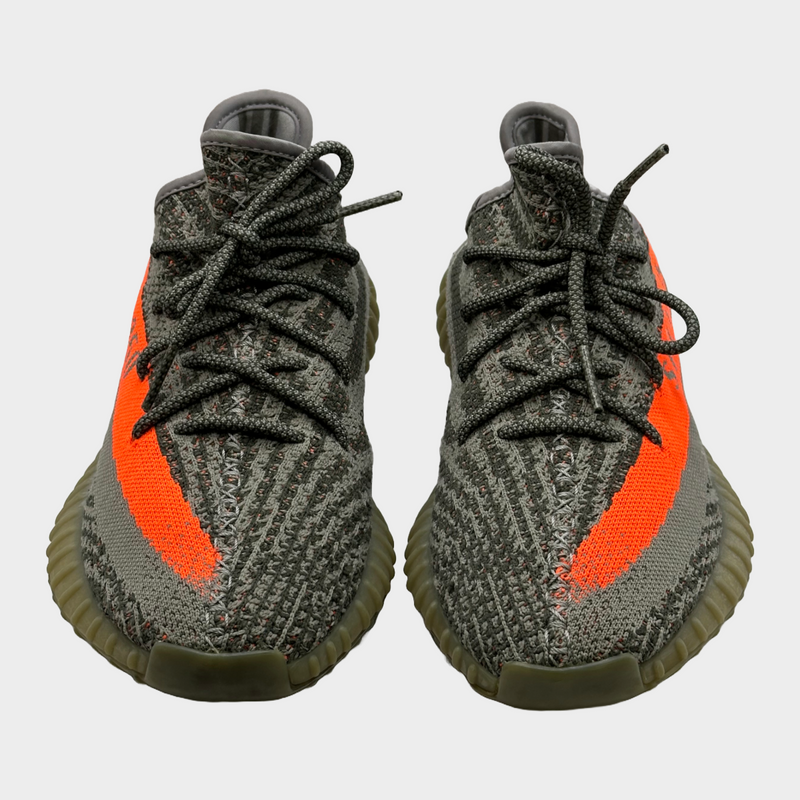 YEEZY BOOST 350 neon orange and grey trainers