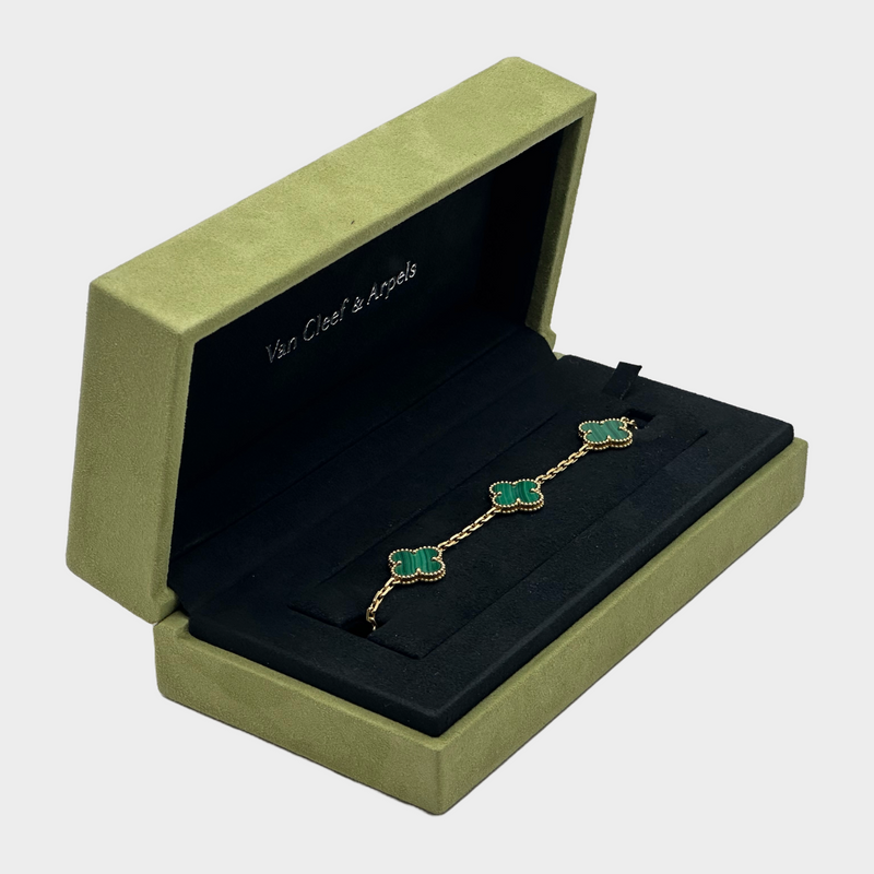 Van Cleef & Arpels 18K yellow gold and Malachite Magic Alhambra bracelet