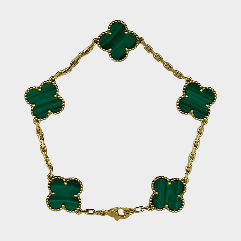 Van Cleef & Arpels 18K yellow gold and Malachite Magic Alhambra bracelet