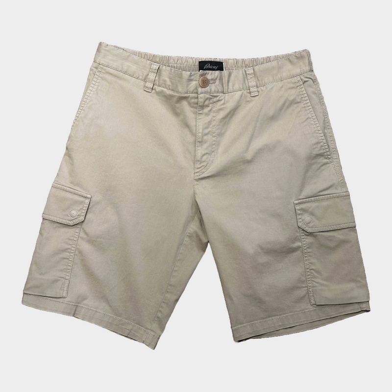 Brioni men's beige cotton cargo shorts