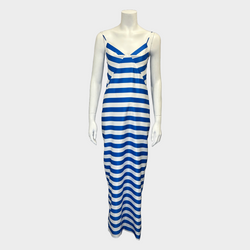 Emilia Wickstead white and blue striped FAITH maxi dress