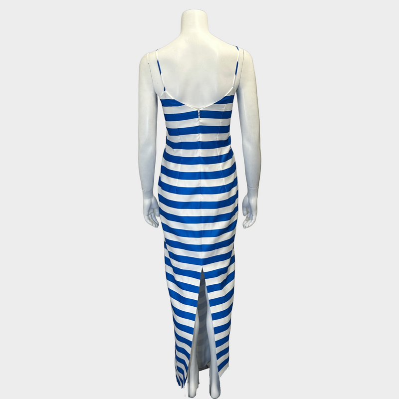 Emilia Wickstead white and blue striped FAITH maxi dress