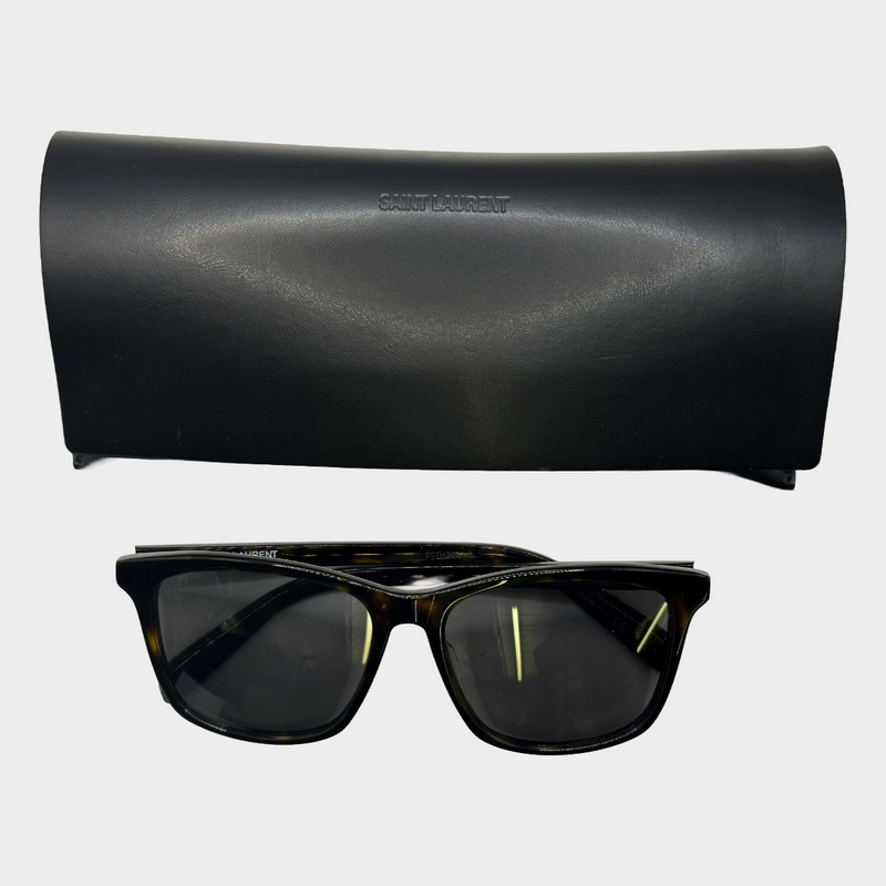 SAINT LAURENT dark brown tortoiseshell sunglasses