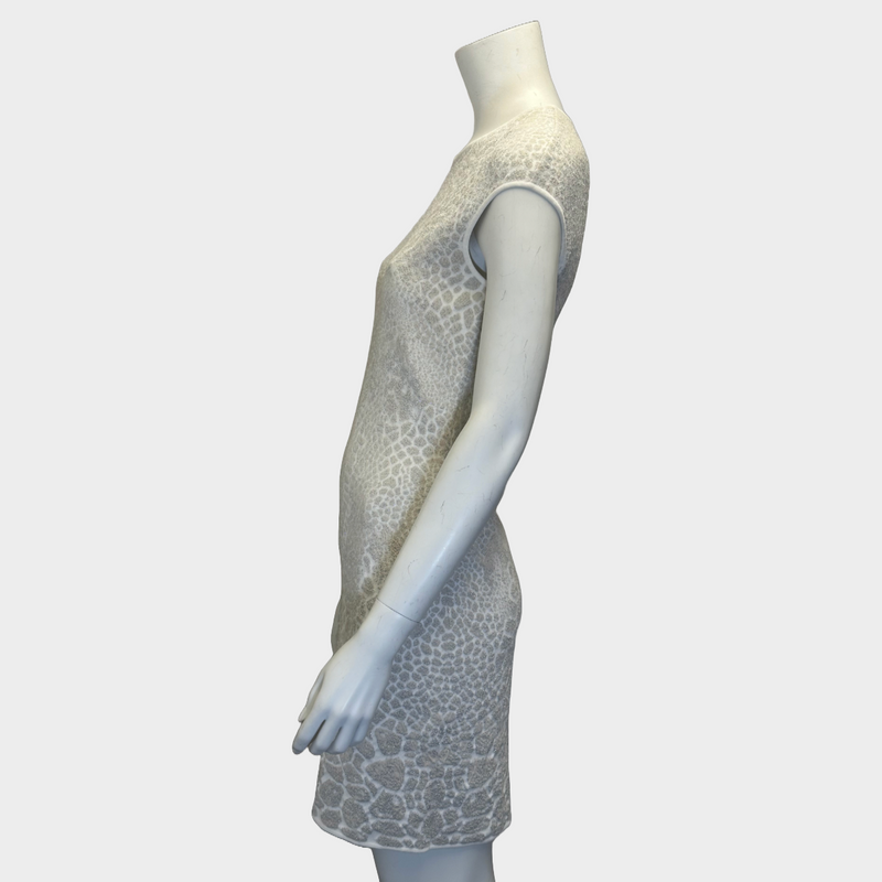 Alexander Mcqueen white and silver animal pattern jacquard dress