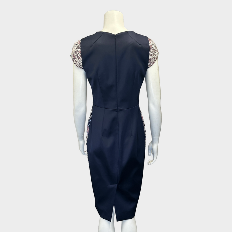 PETER PILOTTO navy and pink flower print embroidered dress