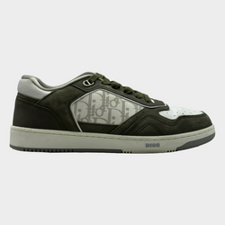 DIOR men's green and white logo print oblique B27 trainers